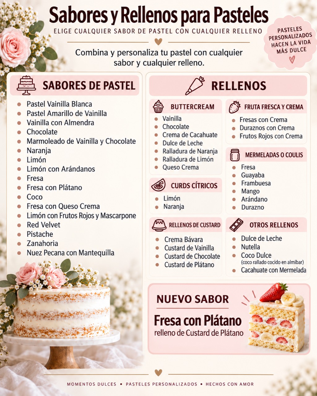 Sabores y rellenos para pasteles